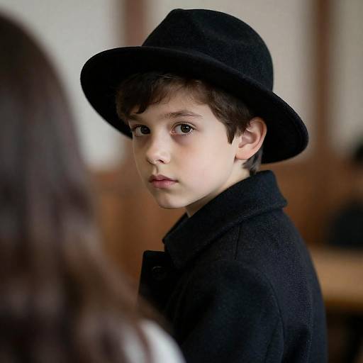Serious Boy in Dark Outfit Photography