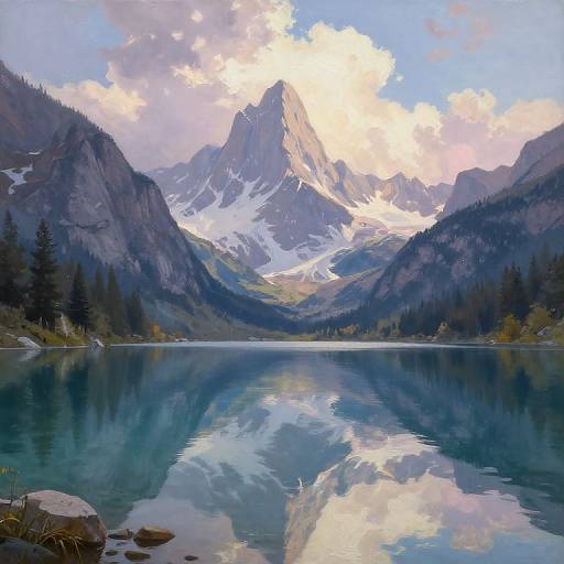 Crystal Lake and Towering Mountains