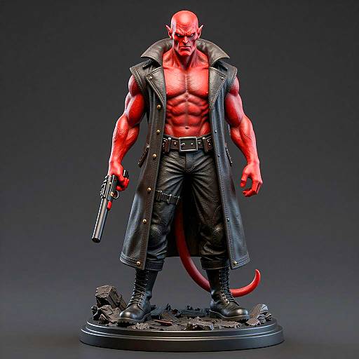 Muscular Red-Skinned Demon Action Figure