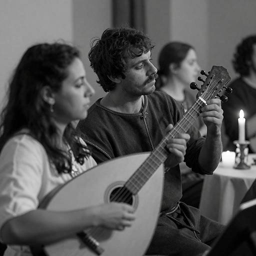 Medieval String Duet in Intense Light