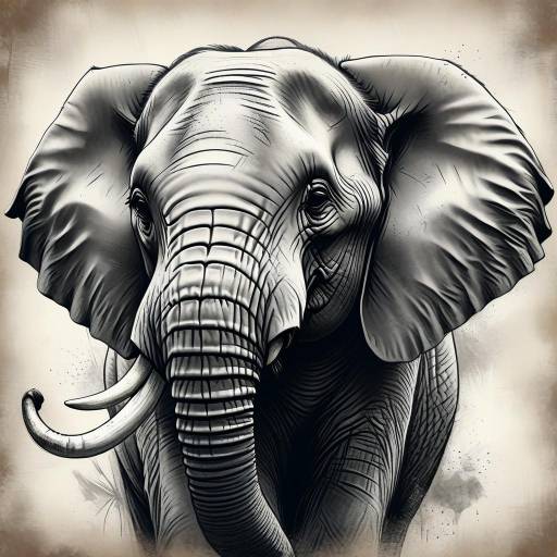 Majestic Elephant Portrait in Vintage Style