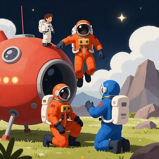 Astronauts and Hexagonal Spaceship Adventure