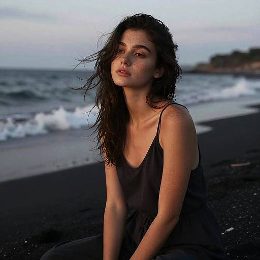 Twilight Reverie on Black-Sand Beach