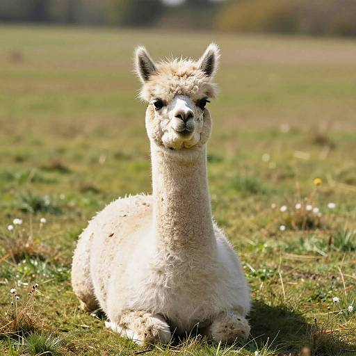 Gray Alpaca in Sunny Meadow