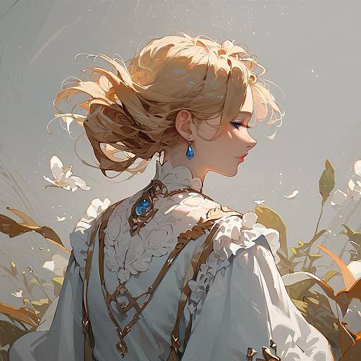 Blonde Woman Walking in Woods