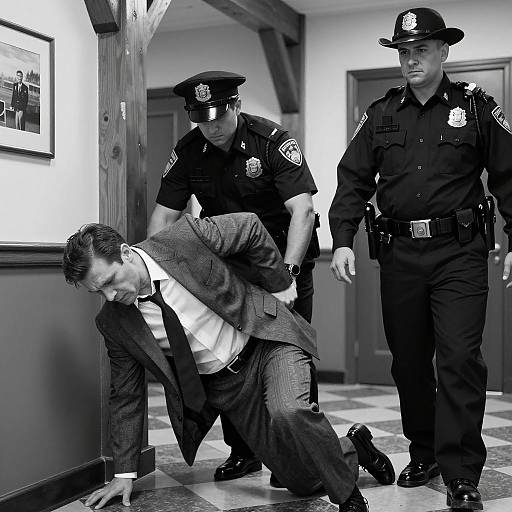 Dramatic Black-and-White Police Encounter