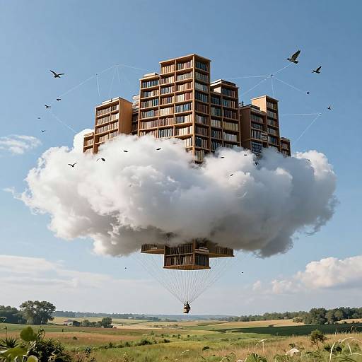 Surreal Floating Bookshelf Cloud