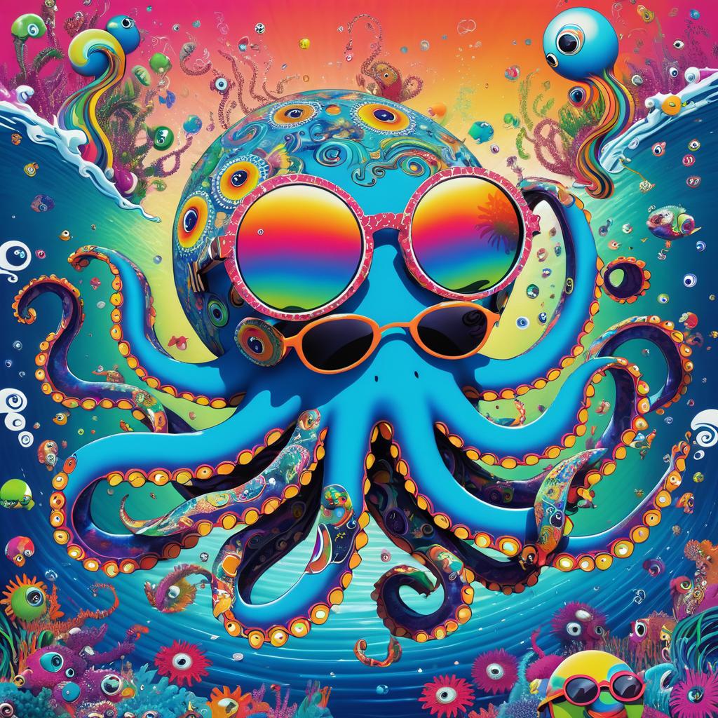 Whimsical Dancing Octopus Underwater Party