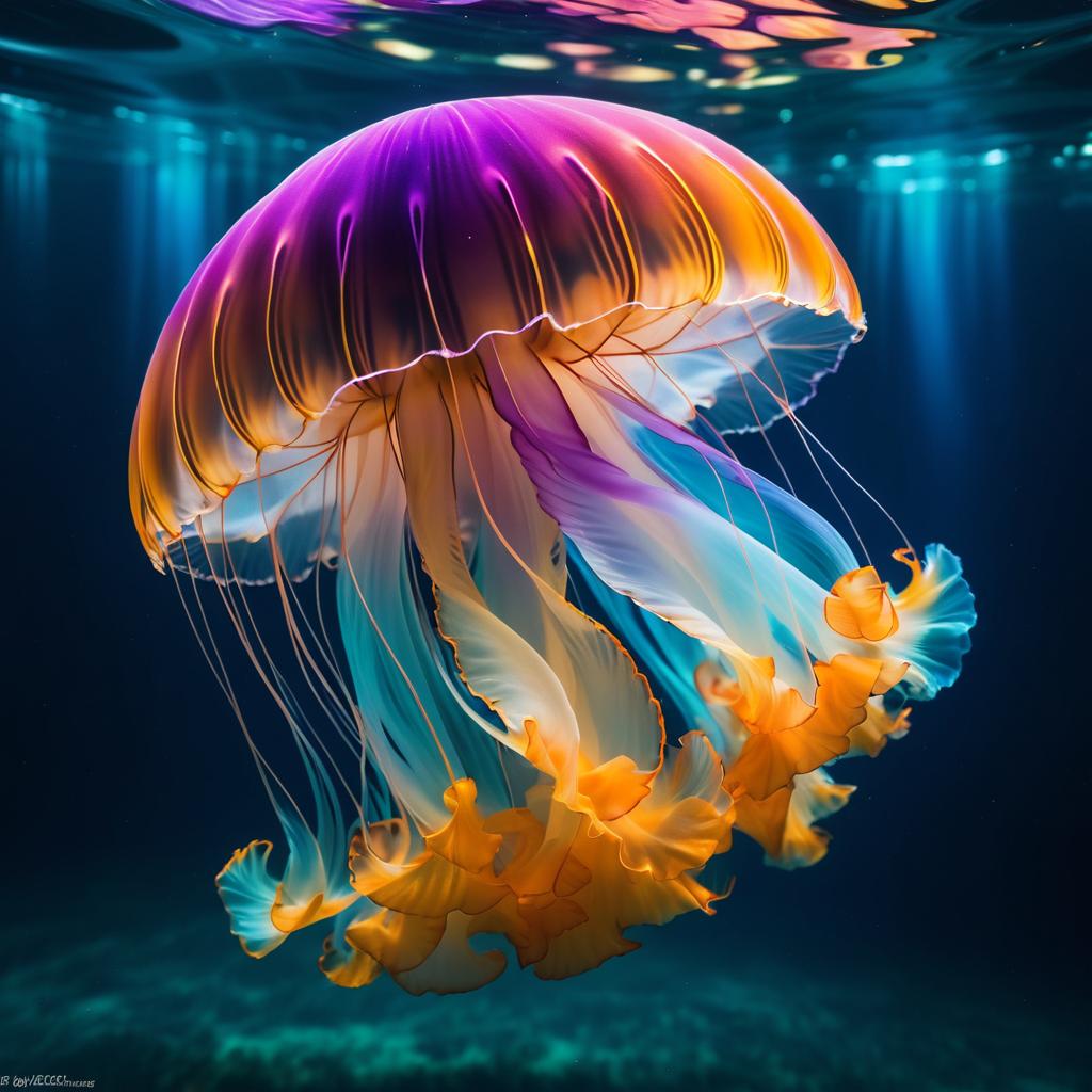 Vibrant Underwater Jellyfish Photography