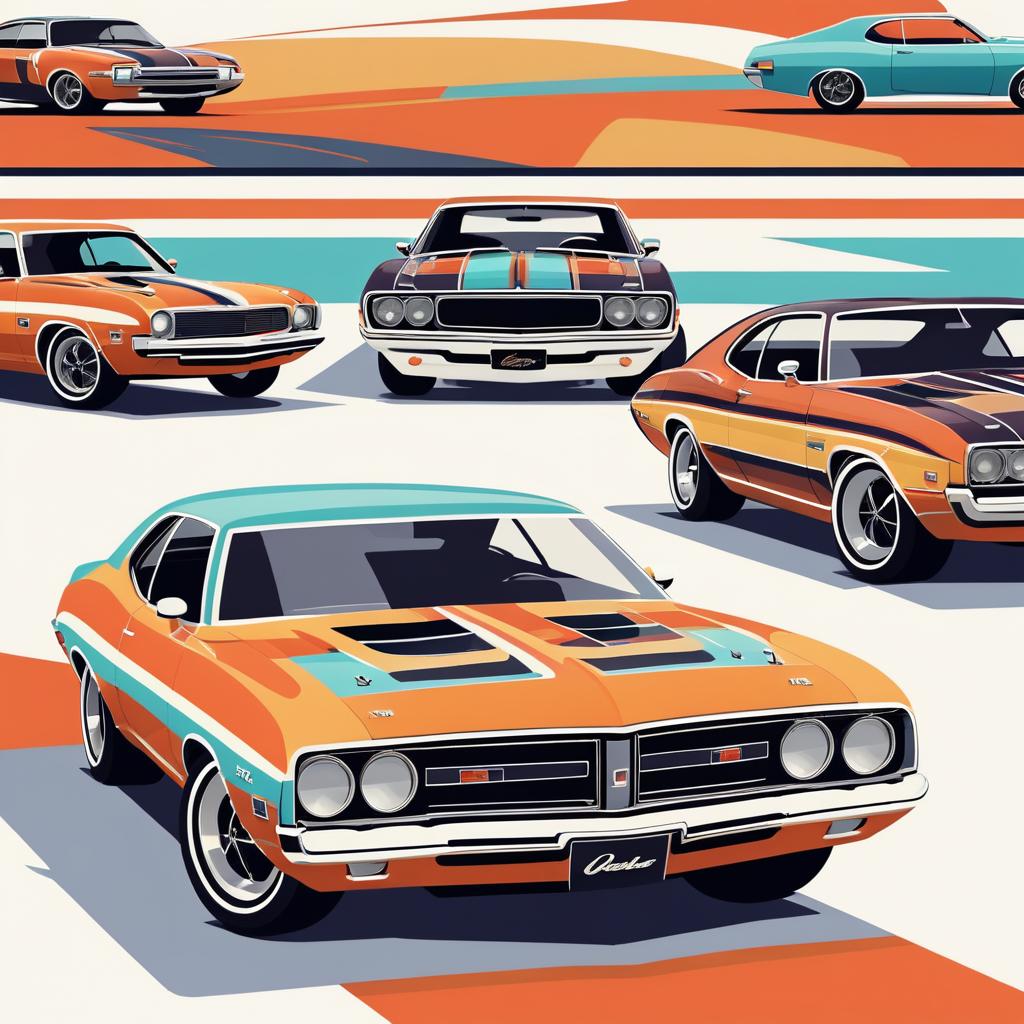 Nostalgic 1970s Muscle Car Artwork