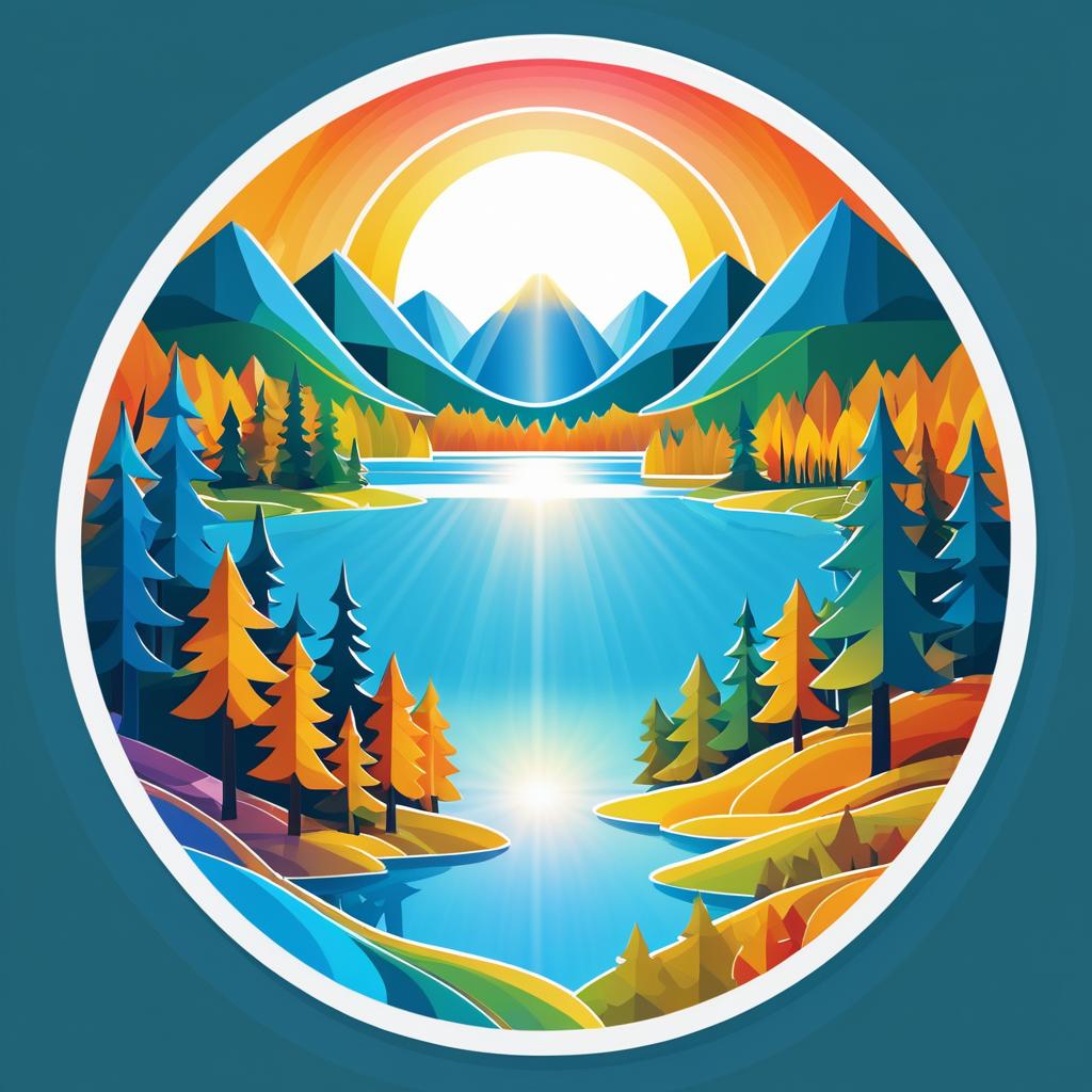 Serene Mountain Scene Digital Patch Design