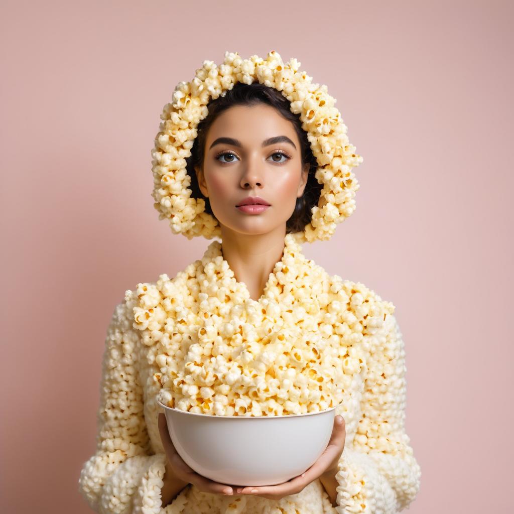 Elegant Woman Adorned in Popcorn