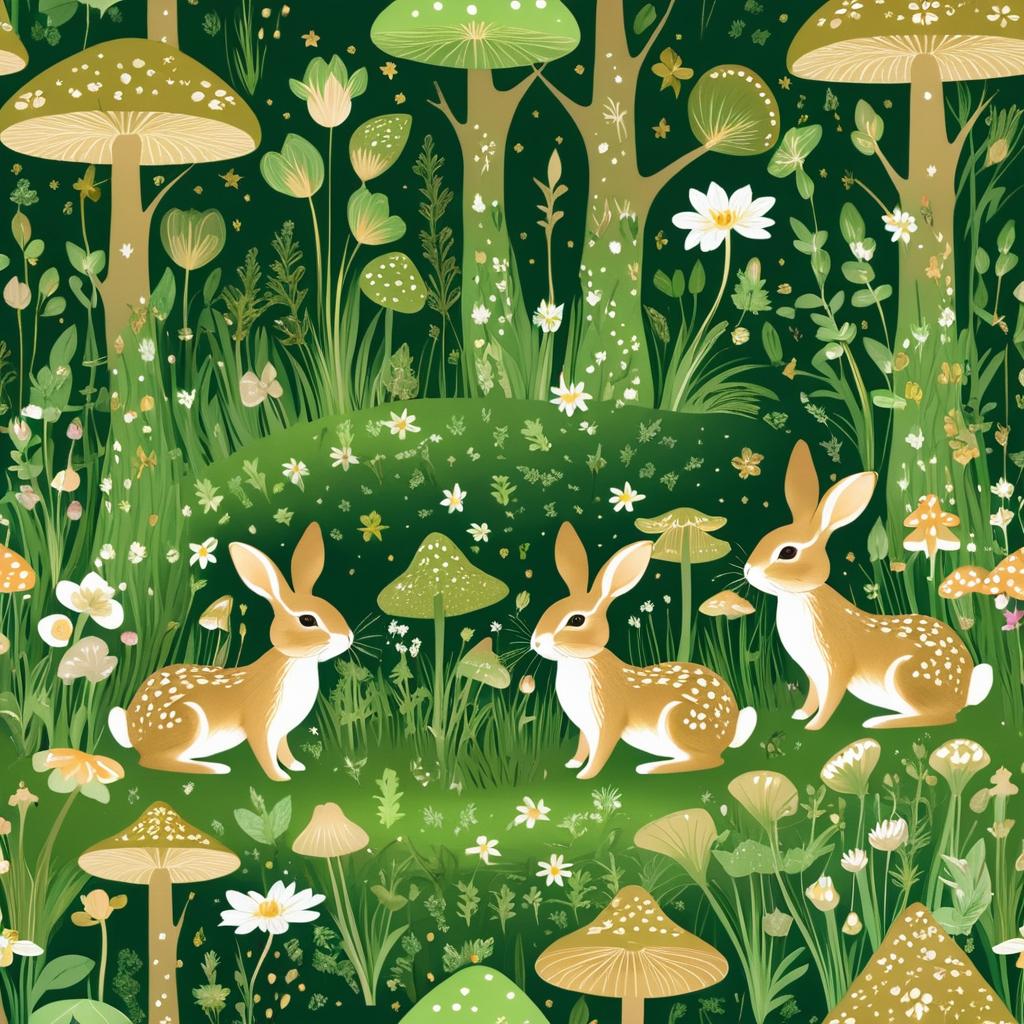 Whimsical Forest Scene in Beatrix Potter Style