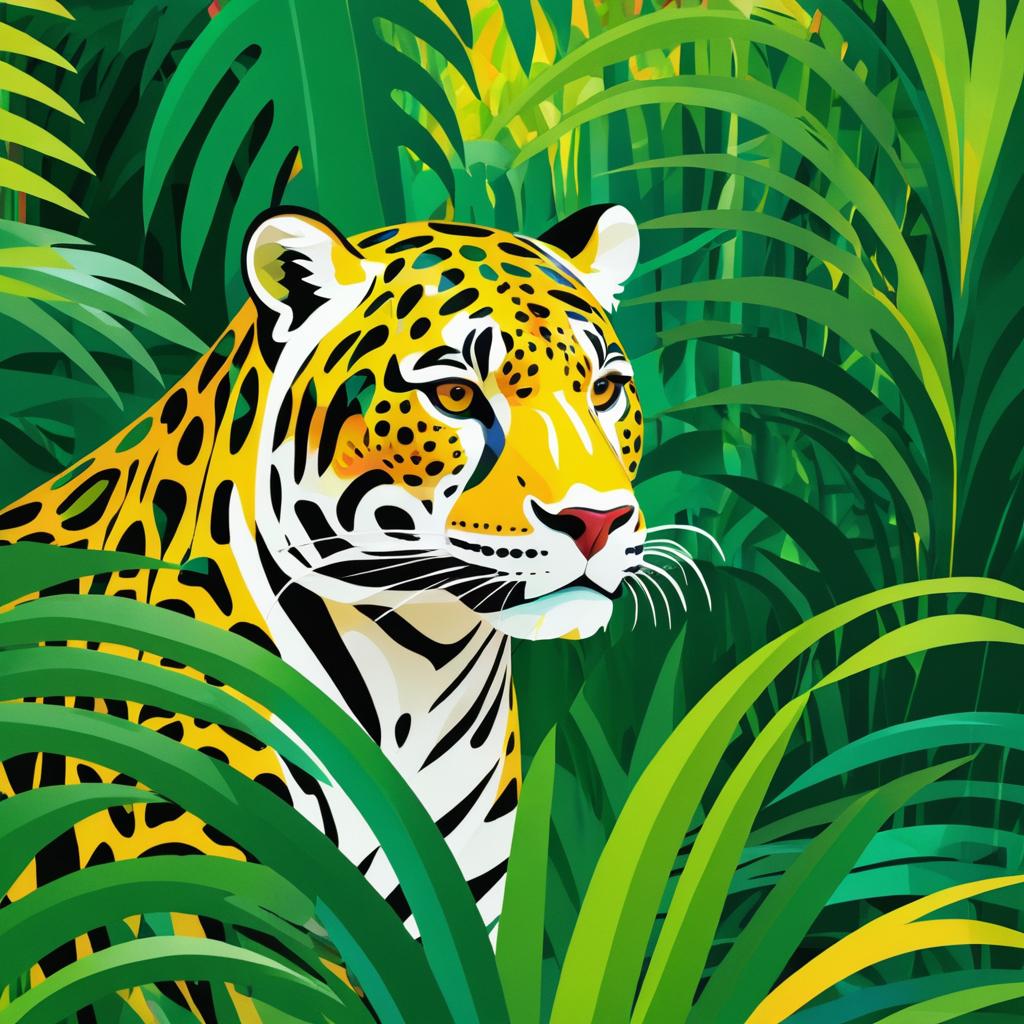 Expressionist Jaguar in Lush Jungle