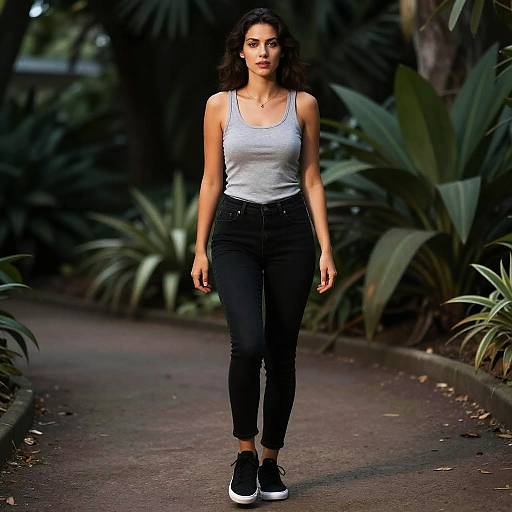 Casual Streetwear Woman in Botanical Garden