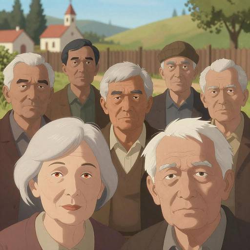 Elderly Figures with Intense Expressions