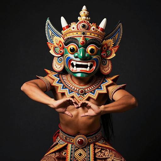 Surreal Balinese Dancer with Barong Mask