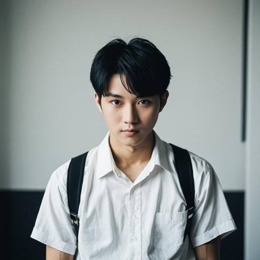 Portrait of Young Asian Male in White Shirt