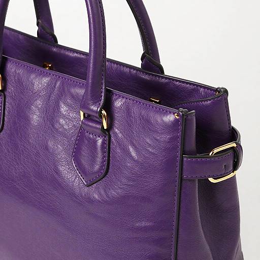 Vibrant Purple Leather Handbag Close-Up
