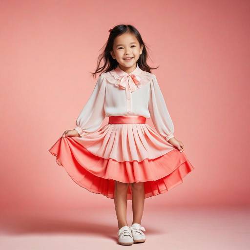 Smiling Girl in Pink Dress on Pink Background