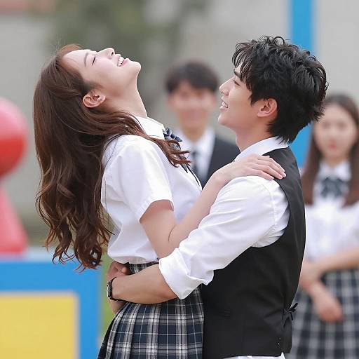 Joyful Lift: Young Couple in Motion