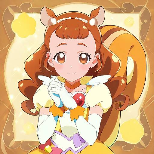 Illustration of Arisugawa himari, kirakira precure a la mode in the style of Hi you (flying bear)