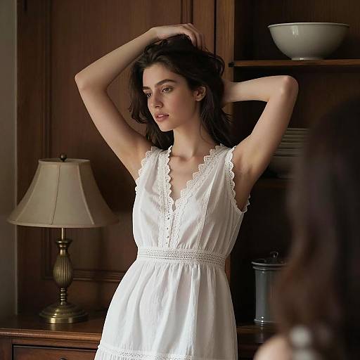 Elegant Woman in Vintage Room