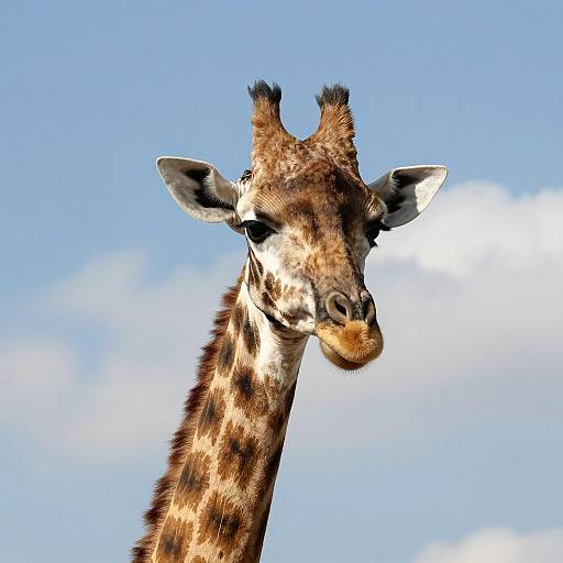 Majestic Giraffe Portrait Against Blue Sky