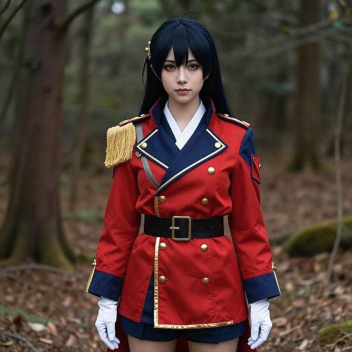 Woman in Yamato Costume in Forest