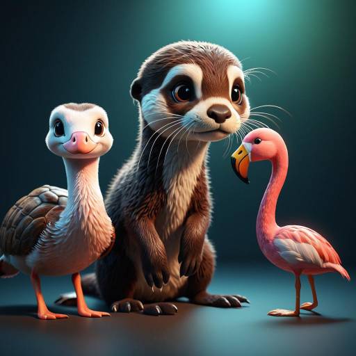 Charming Cartoon Animal Trio Portrait