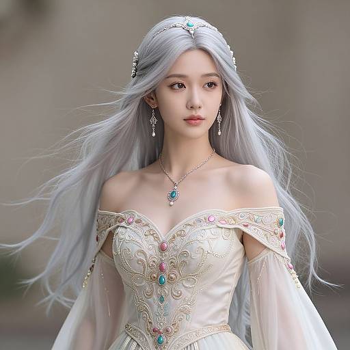 Elegant Silver-Haired Fantasy Woman