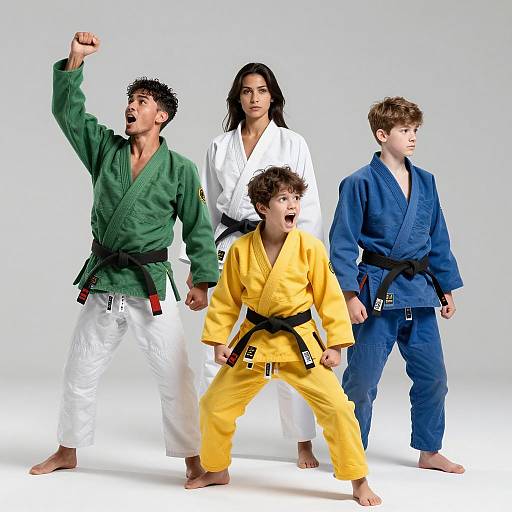 Dynamic Martial Artists in Traditional Attire