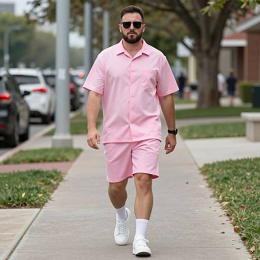 Man Wearing Pink Shorts Outfit