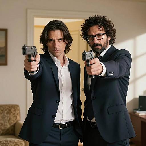 Intense Duo with Silver Handguns