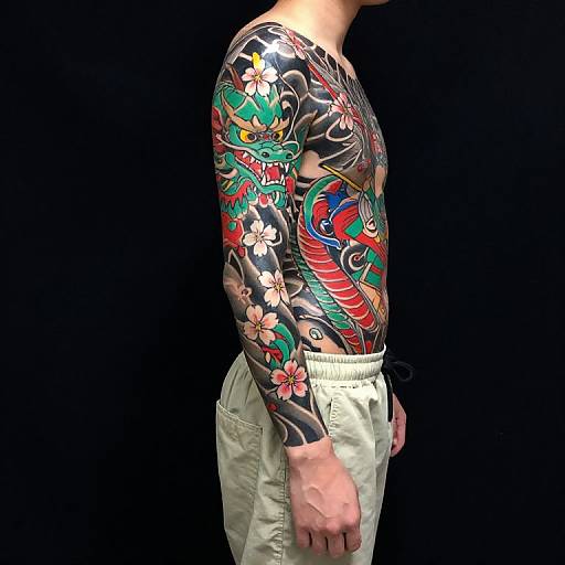 Vibrant Japanese-Style Full-Body Tattoos