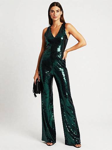 Forest-Green Sequin Jumpsuit Catalog Shot