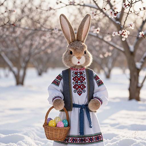 Russian Easter Bunny in Folk Costume