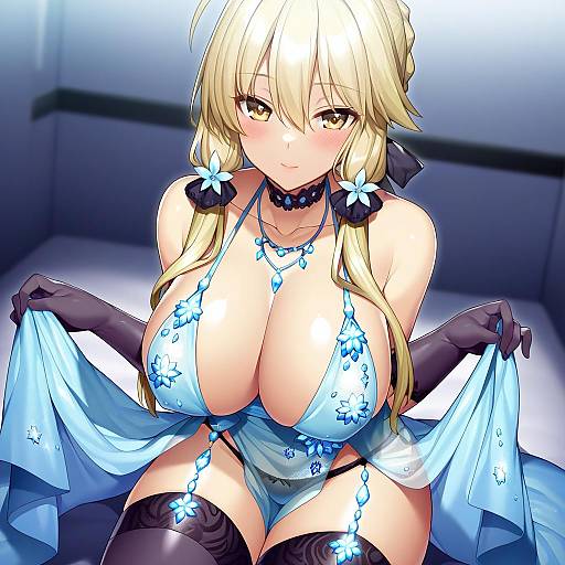 Illustration of Artoria pendragon (lancer alter) (royal icing) (fate), fate (series) in the style of Mikomachi (35machi)