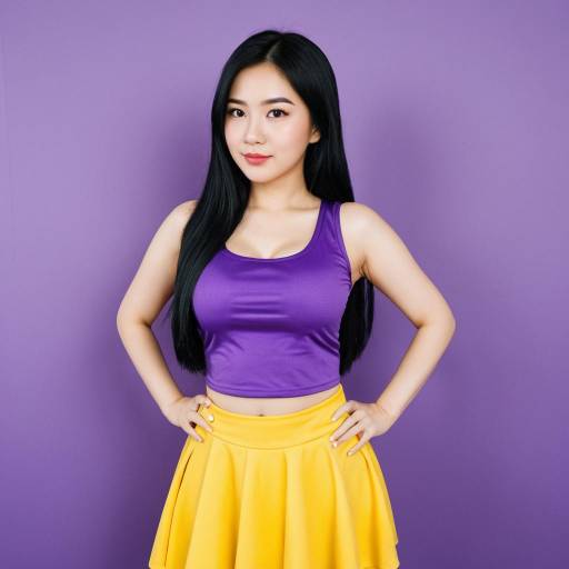 Young Asian Woman in Colorful Cosplay Outfit