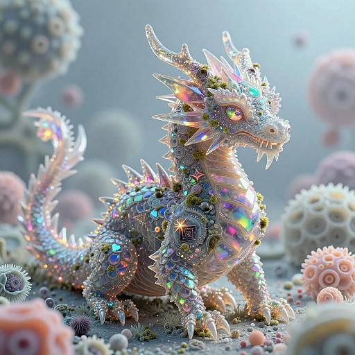 Surreal Crystalline Dragon Illustration