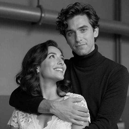 Black and White Couple Embrace