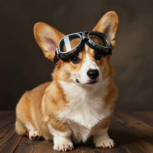 Mannerist Corgi Puppy with Goggles