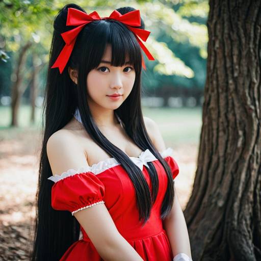 Realistic Reimu Cosplay in Nature