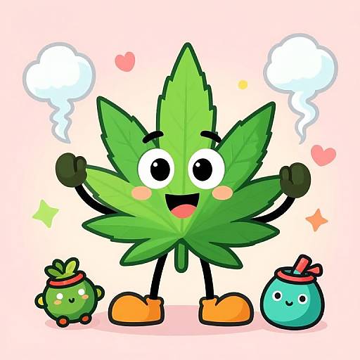Happy Cartoon Cannabis Leaf Character