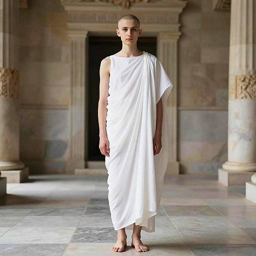 Serene Greek Priest in Marble Temple