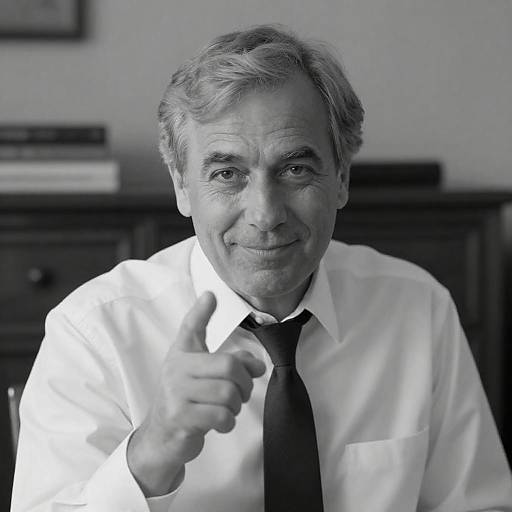 Black-and-White Man Pointing Portrait