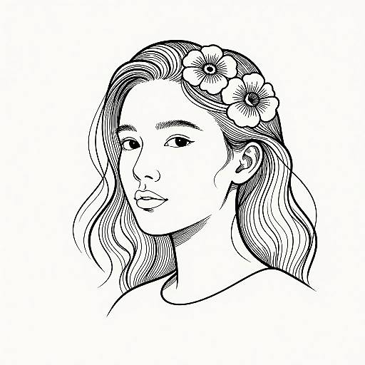 Artistic One-Line Floral Portraits