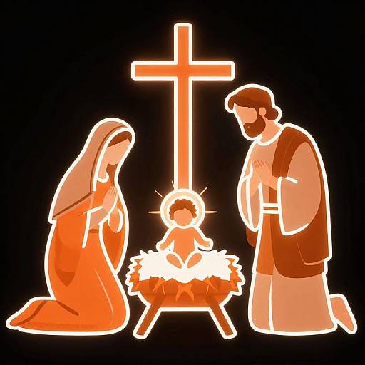 Neon Glow Christmas Nativity Scene