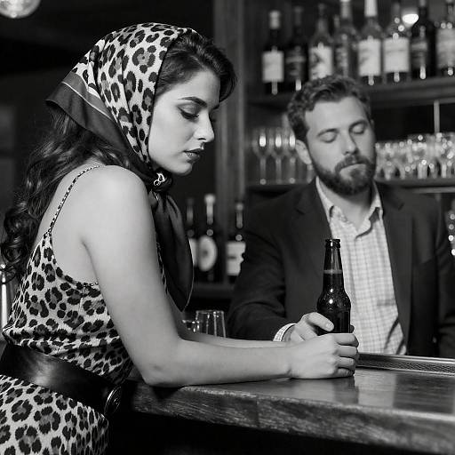 Intense Bar Scene in Black and White
