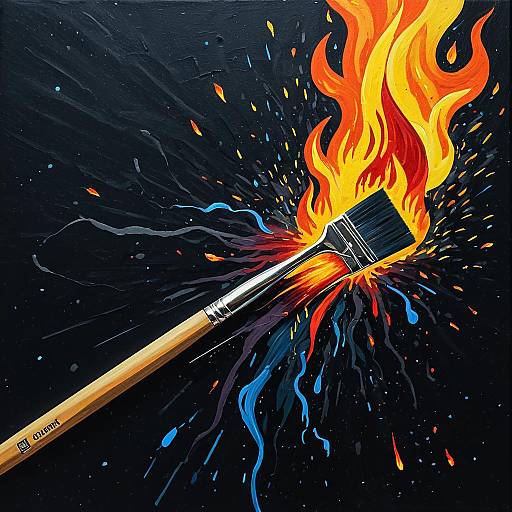 Relentless Flames: Impasto Brushstroke Assault